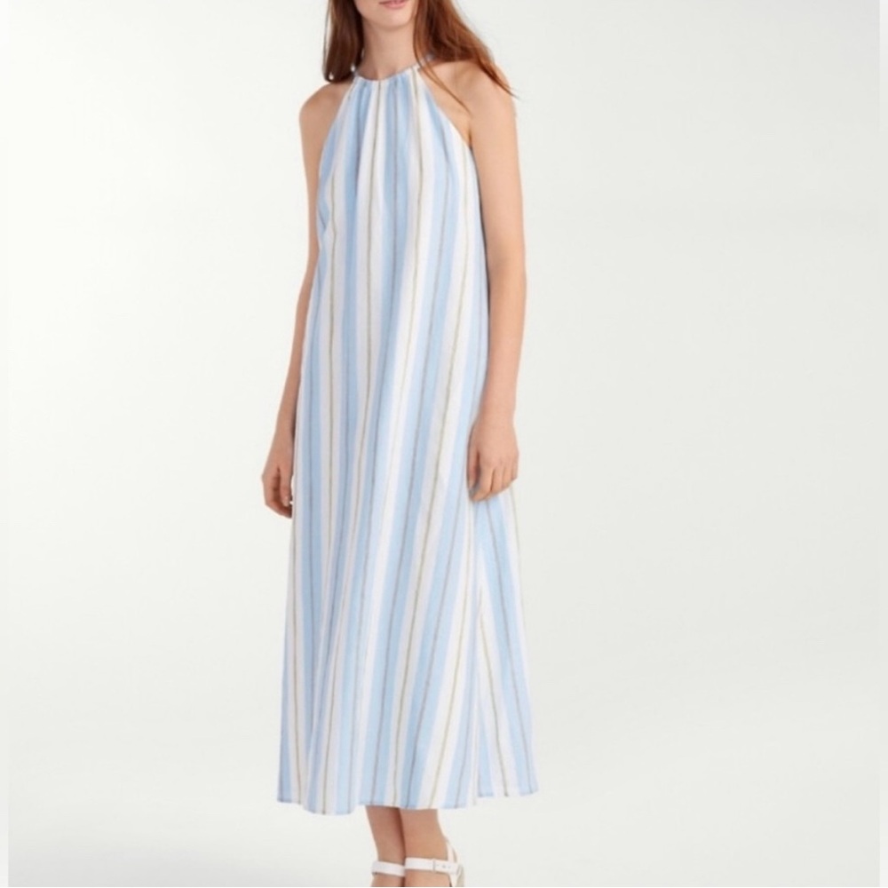Tommy Bahama Chappel Striped Halter Linen Blend Maxi Dress Beach Size Small